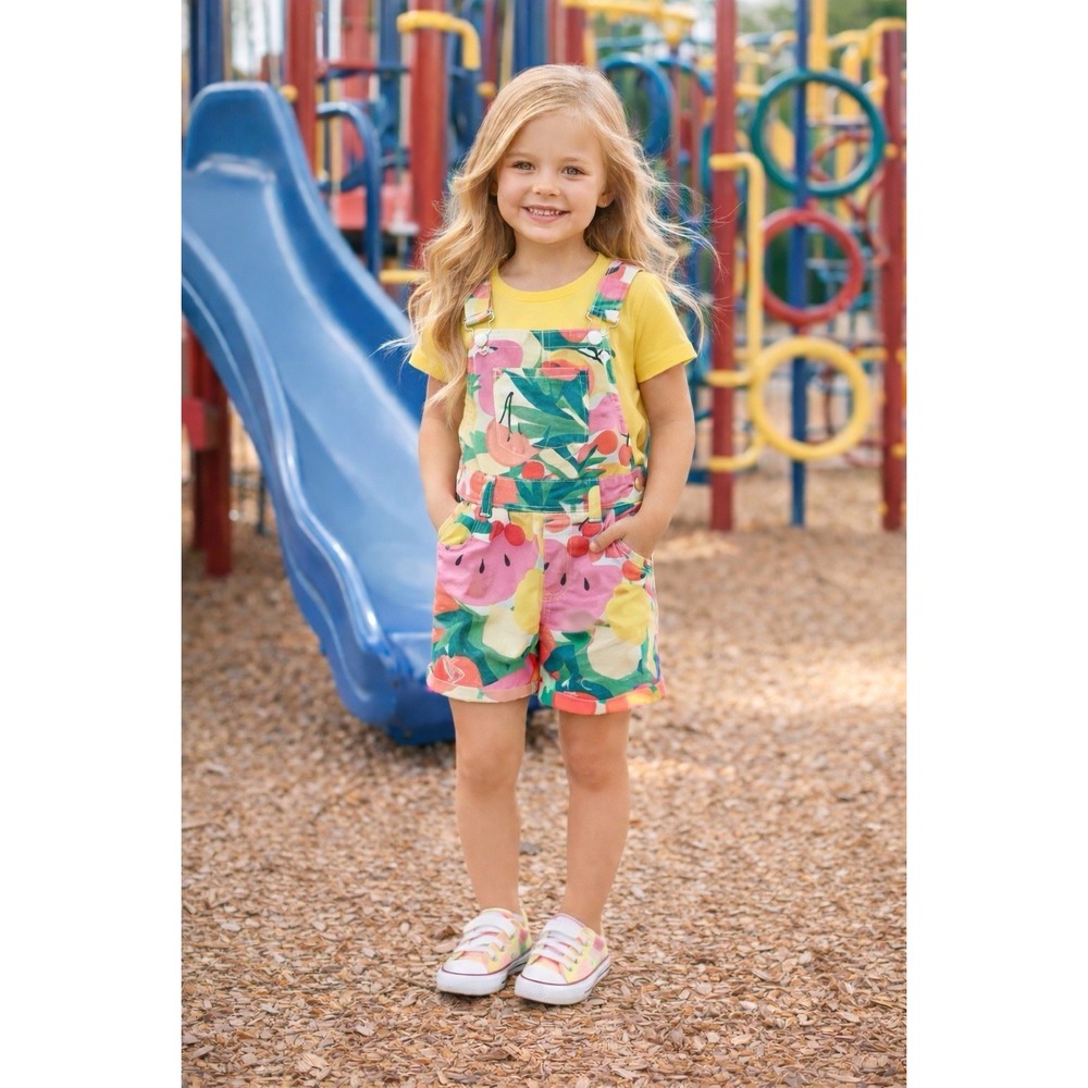 The‎ Childrens Place Mis Girl Baby Bib Overalls 5T Fruit Design EUC